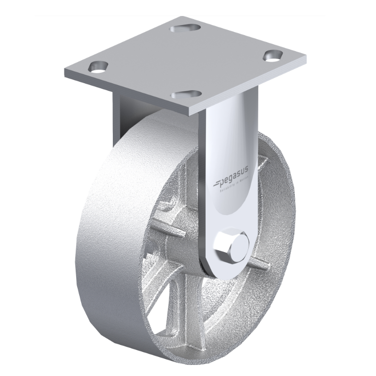 Cast Iron Silver Caster 4" x 2" Rigid 700 lbs Roller Bearing P21 Series