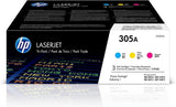 HP 305A (CF370AM) Cyan, Magenta & Yellow Original LaserJet Toner Cartridges, 3 pack