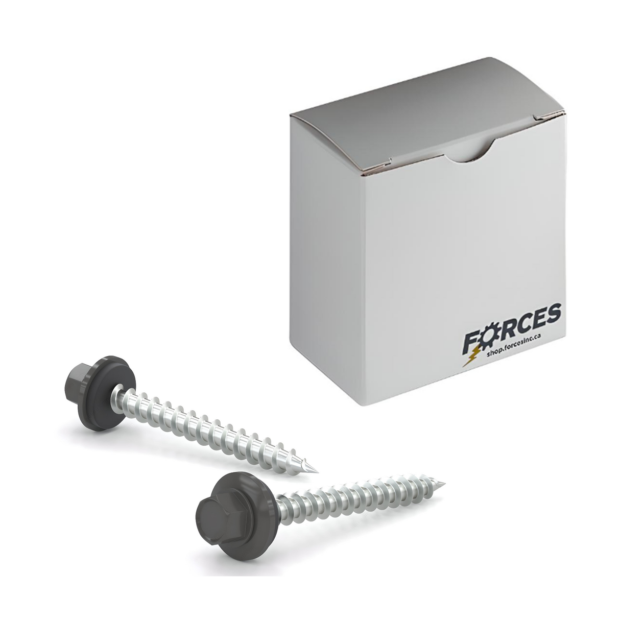 #9 x 2" Metal Roofing Screw Hex Head W/ Washer Type A Point - Steel Charcoal