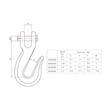 1/4" Clevis Grab Hook (3500 lbs) - Steel Gold Chromate