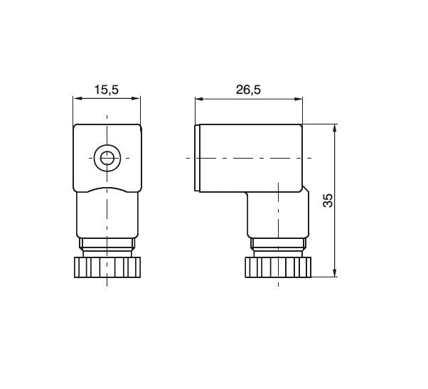 DIN Faston Connector Form C For 15mm 24Vac/dc With Led