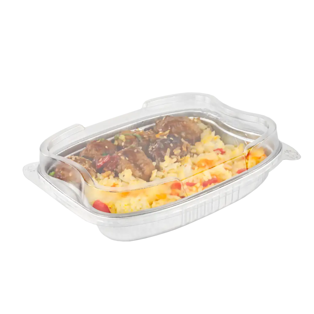 Contenant aluminium rectangulaire 552ml – Combo avec couvercle transparent