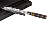 Couteau de chef damassé 20 cm manche bois ergonomique