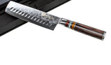 Couteau nakiri damassé lame large manche bois ergonomique