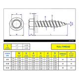 #9 x 2" Metal Roofing Screw Hex Head W/ Washer Type A Point - Steel Forest Green