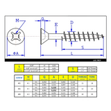 #8 x 1-1/4" Wood Screws Flat Head Quadrex Drive Coarse Thread Regular Point Plain Steel