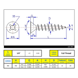#6 x 5/8" Wood Screws Flat Head Quadrex Drive Coarse Thread Regular Point Stainless Steel 18-8