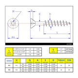 #8 x 1-1/2" Wood Screws Flat Head W/ Nibs Quadrex Drive Coarse Thread Regular Point Zinc