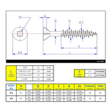 #8 x 1" Wood Screws Flat Head W/ Nibs Square Drive Hi-Low Thread Regular Point Plain Steel