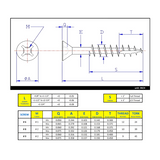 #8 x 2" Wood Screws Flat Head Quadrex Drive Coarse Thread Type 17 Point Plain Steel