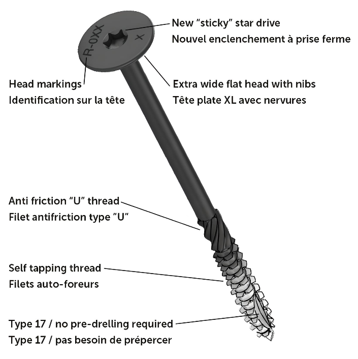5/16" x 3" Black PWR Drive STR - Structural Framing Screw