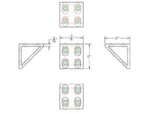 Black 8 Hole Inside Corner Gusset 2" x 2" x 1-7/8" | 10 Series Aluminum T-Slot