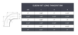 Butt Weld 90° Elbow Long Tangent