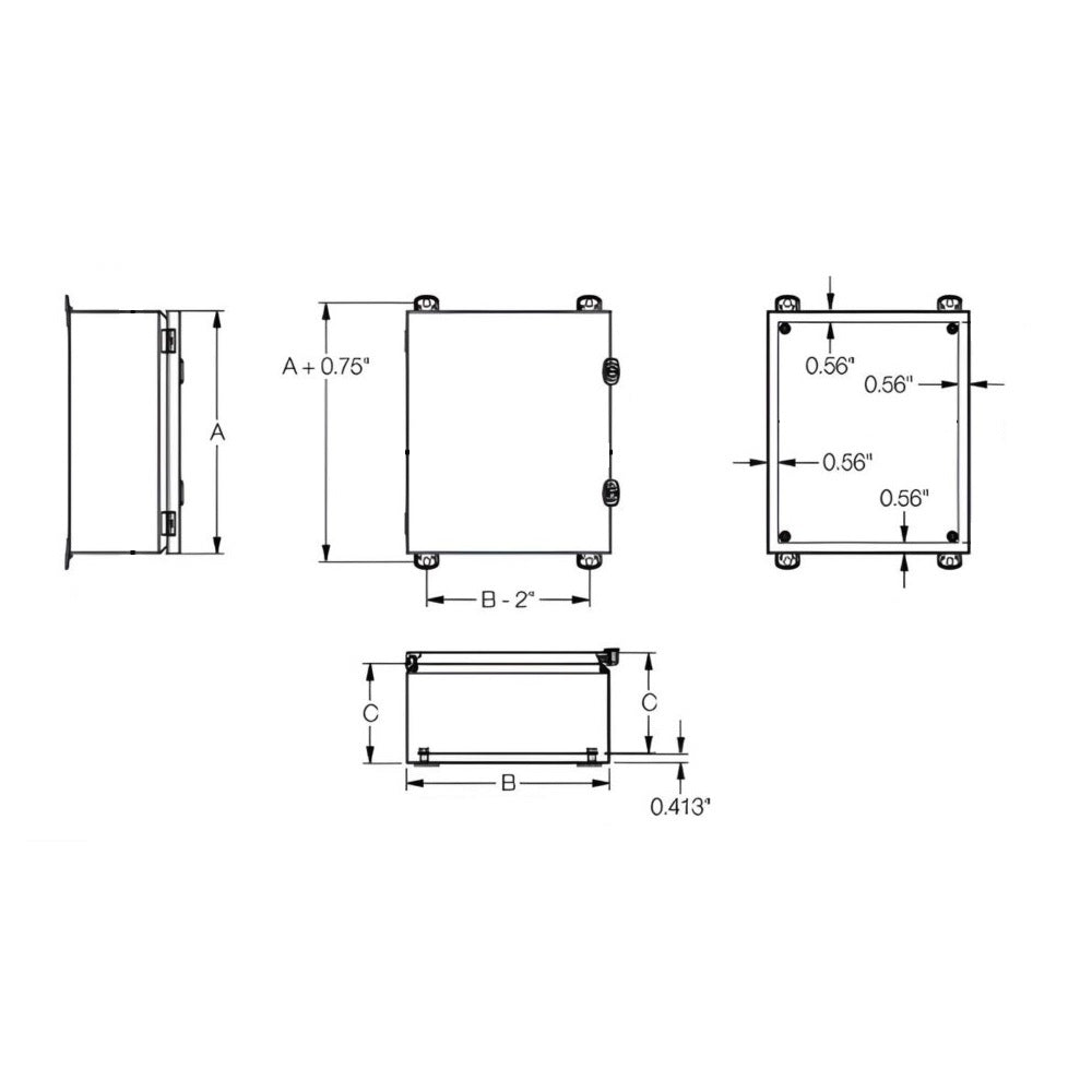 JIC Enclosure 16" x 14" x 8" NEMA 4X-12/IP66 - Stainless Steel 304