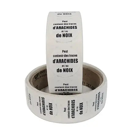 Étiquettes, avec inscription « Peut contenir des traces d'arachides » (250)