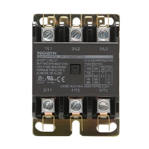 Definite Purpose Contactor Screw Terminals 40 A 120Vac 2NO | Ex9CK40A20G7