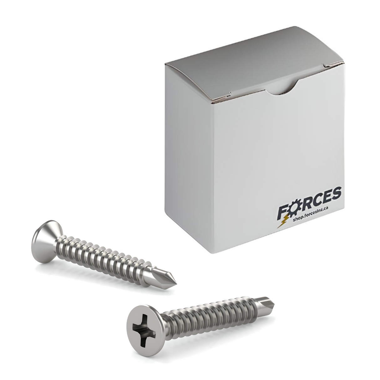 #14 x 2" Metal Screw Flat Head Phillips Drive #3 Self-Drilling Point - Stainless Steel 410H