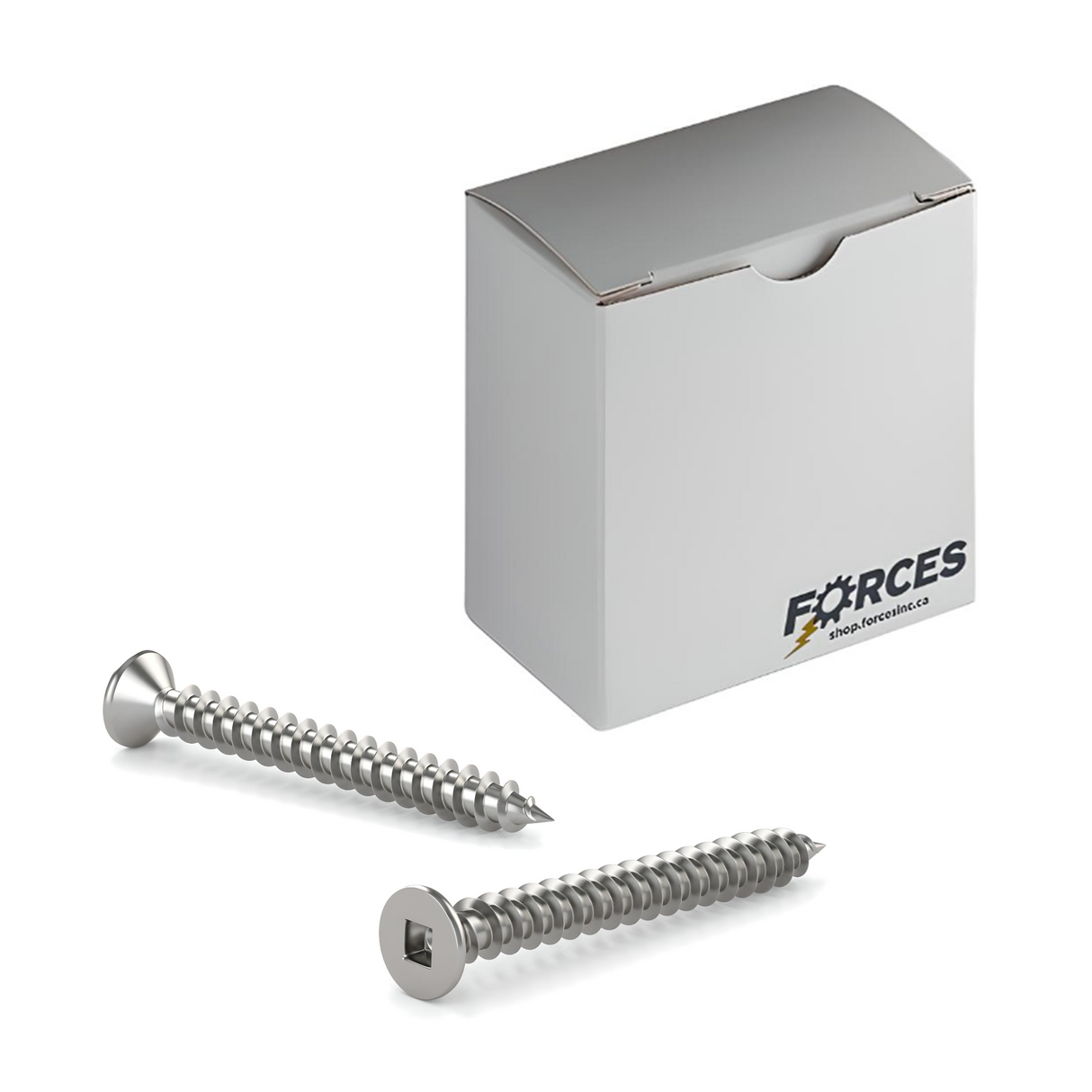 #8 x 2" Metal Screw Flat Head Square Drive Type A Point - Stainless Steel 18-8