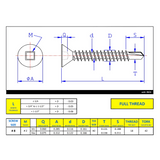 #8 x 3/4" Metal Screw Flat Head Square Drive #2 Self-Drilling Point - Stainless Steel 410H