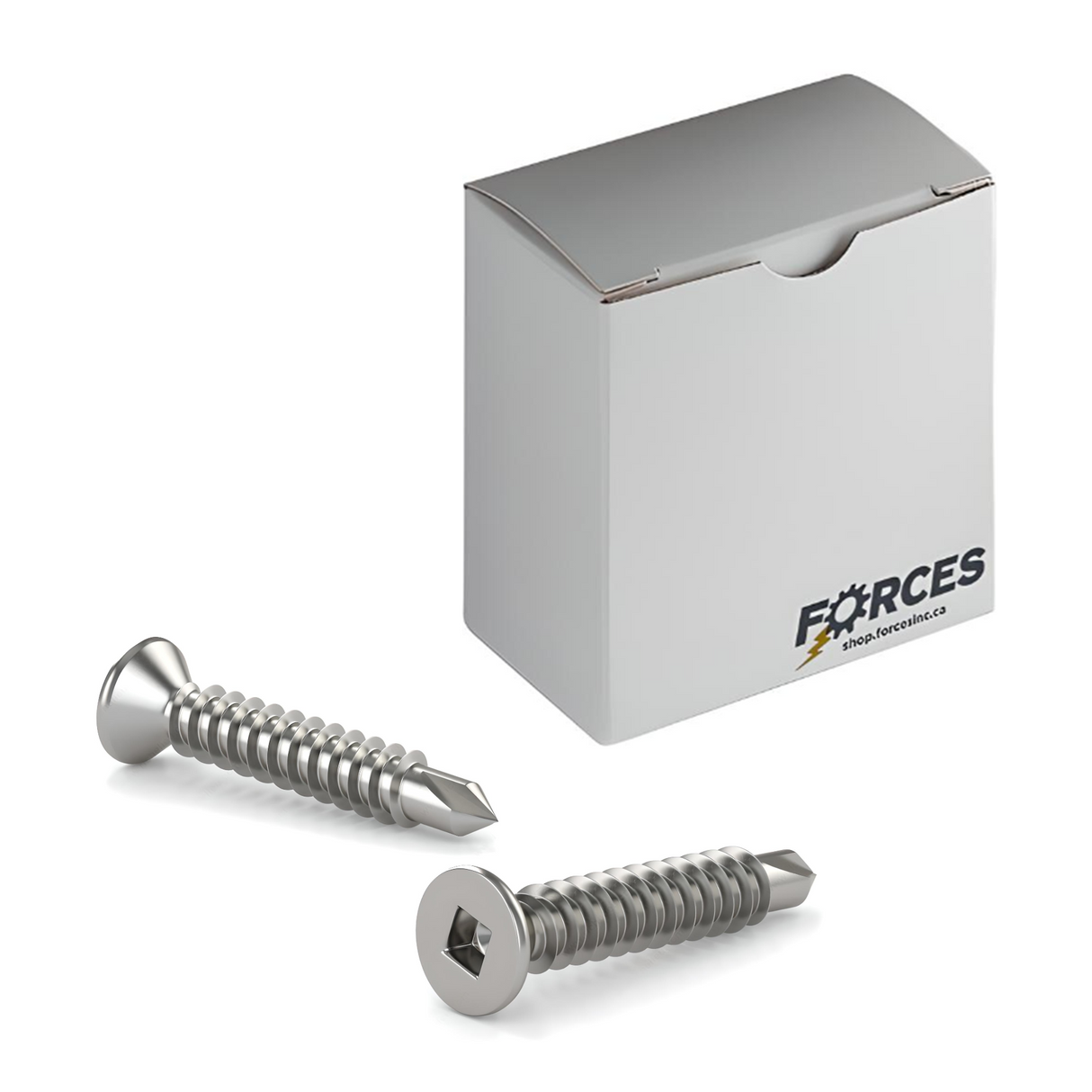 #14 x 1" Metal Screw Flat Head Square Drive #3 Self-Drilling Point - Stainless Steel 410H