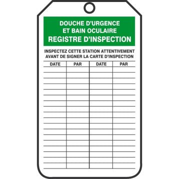Safety Tag: Emergency Shower & Eye Wash Test Record, 25/PK