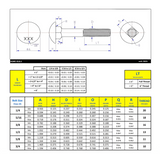 1/4"-20 x 1-3/4" Carriage Bolt Full thread - Hot-Dip Galvanized ASTM A307