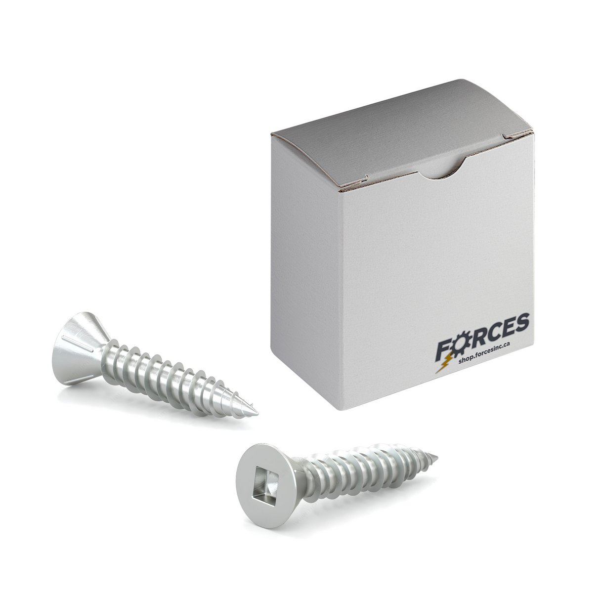 #8 x 3/4" Wood Screws Flat Head W/ Nibs Square Drive Hi-Low Thread Regular Point Zinc