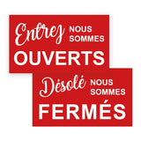 Affiche rouge plastifiée, avec inscription « Ouvert/Fermé », 7" x 12"