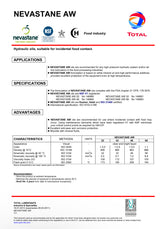 Total Energies, Nevastane AW 68, Food Grade, Hydraulic Oil, NSF H1, NSF 3H, Viscosity:ISO VG 68