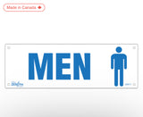 "Men" Sign , 4" x 12", Plastic, English with Pictogram