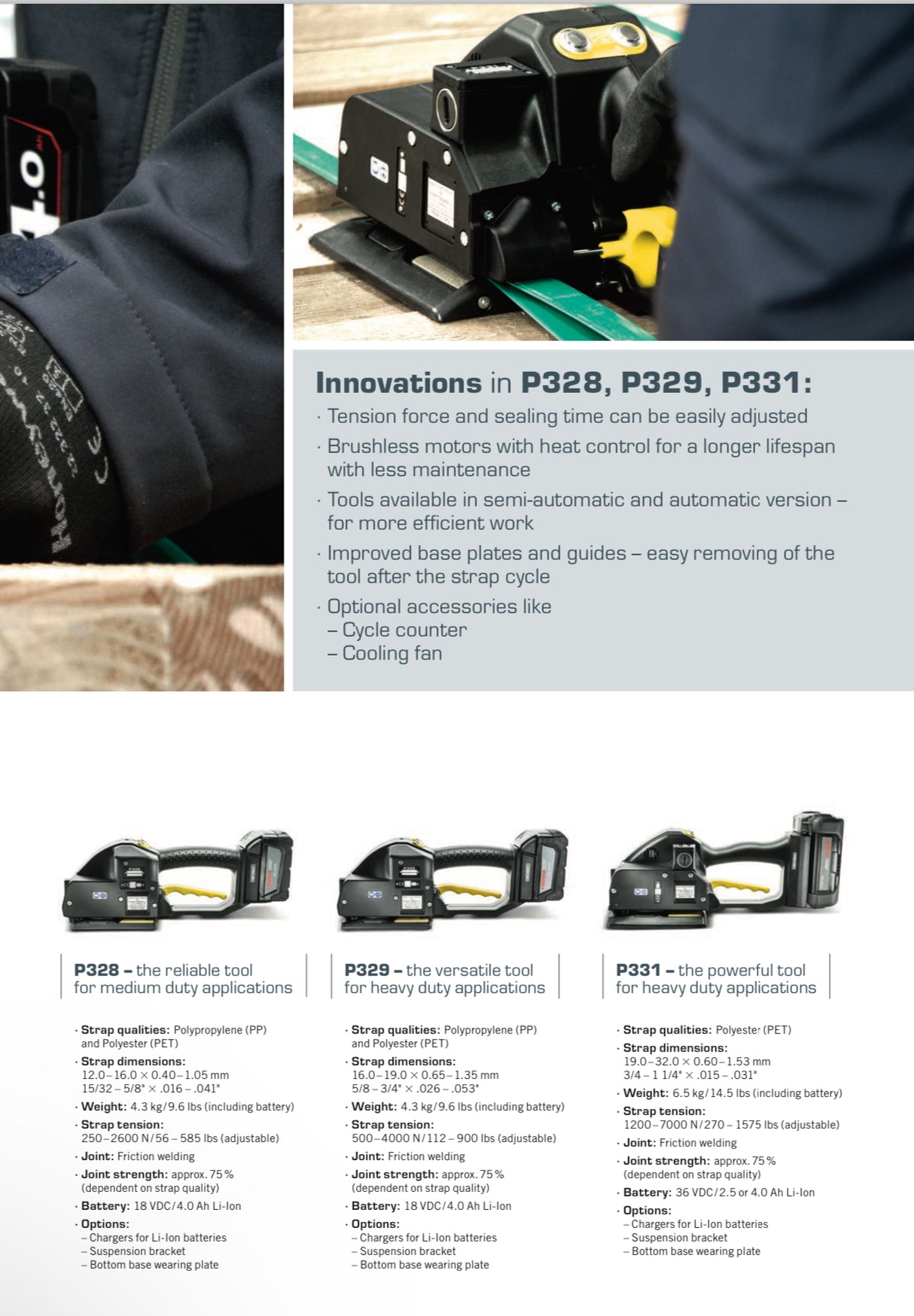 FROMM P329 - Plastic Strapping Tool, Tool For 3/4 Strap, C/W 2 Batteries & 1/Charger (45.2533KIT)