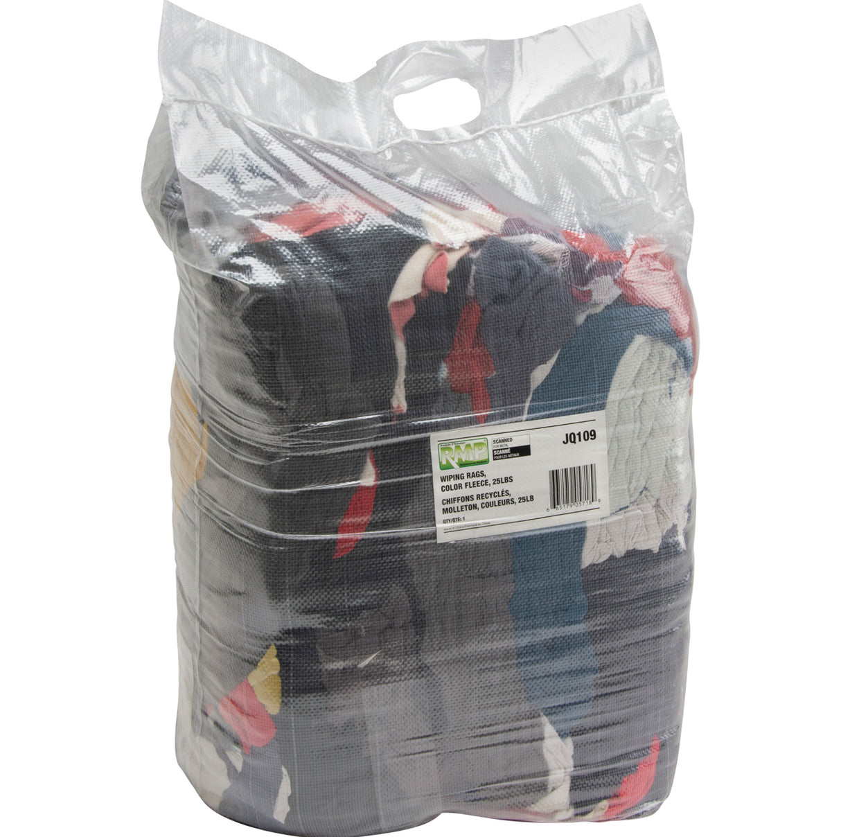 RMP MAINTENANCE PRODUCTS
Recycled Material Wiping Rags, Fleece, Mix Colours, 25 lbs.