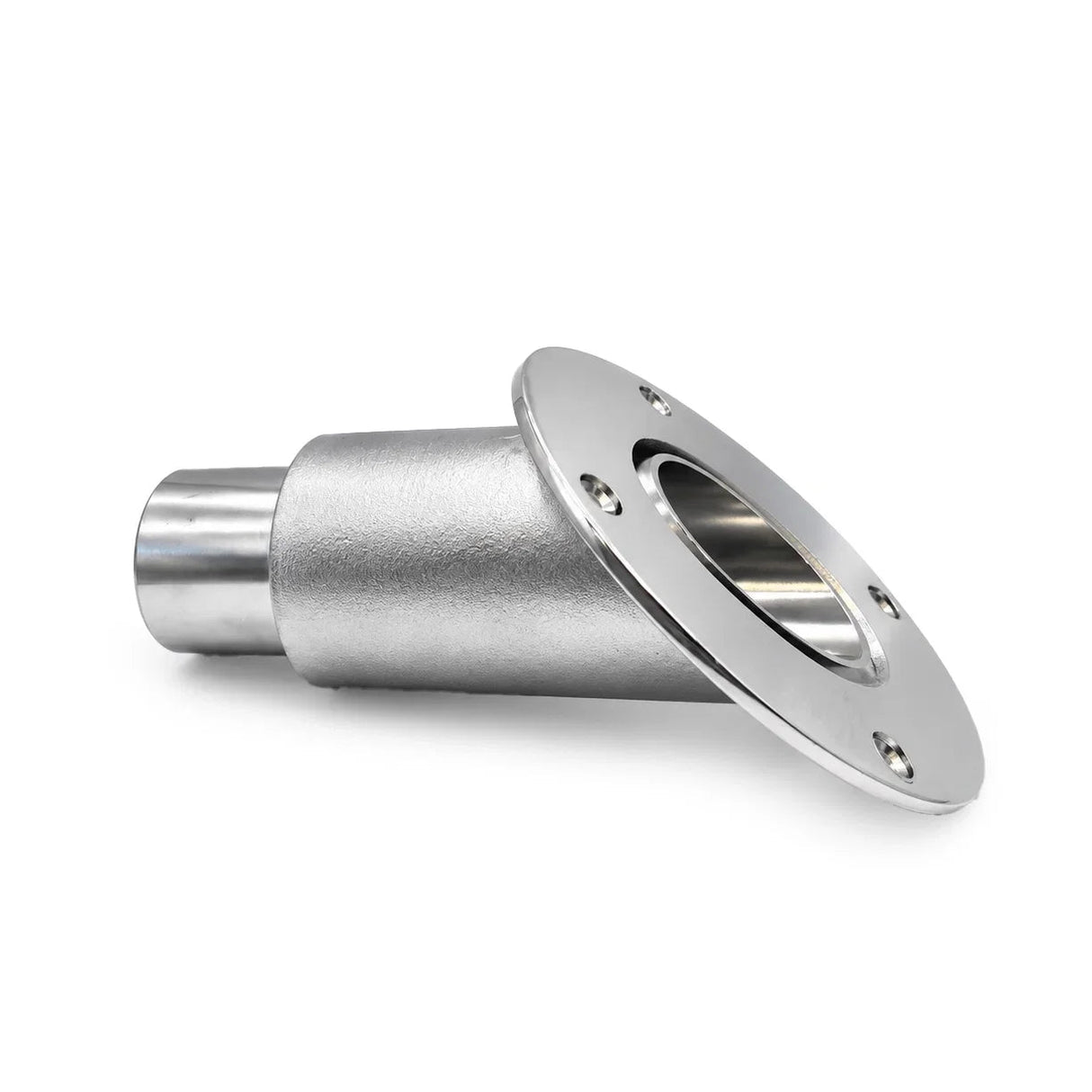 Stainless Steel Thru Hull Fitting, 38 mm, 45° Base, Straight Connector with Screws