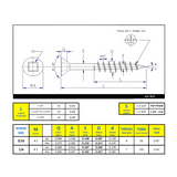 1/4" x 1-3/4" Concrete Screw Gold Seal 1150 Coating Flat Head Square Drive