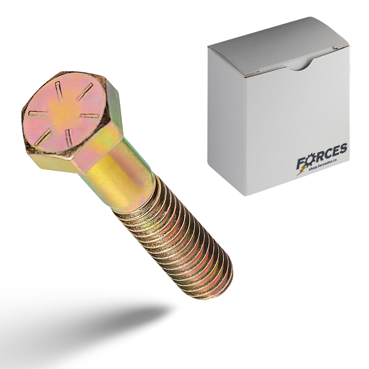 Hex Head Bolt 1/4"-20 x 2-1/2" Partial thread - Yellow Zinc Grade 8