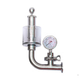 Sanitary Pressure Relief Valve 1.5'' Tri Clamp Spunding Valve with Pressure Guage, Fermenter Air Release Bunging Pressure Device Silver