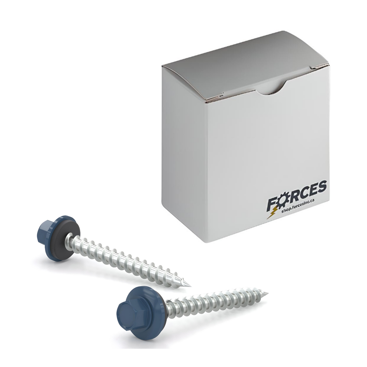 #9 x 1-1/2" Metal Roofing Screw Hex Head W/ Washer Type A Point - Steel Heron Blue