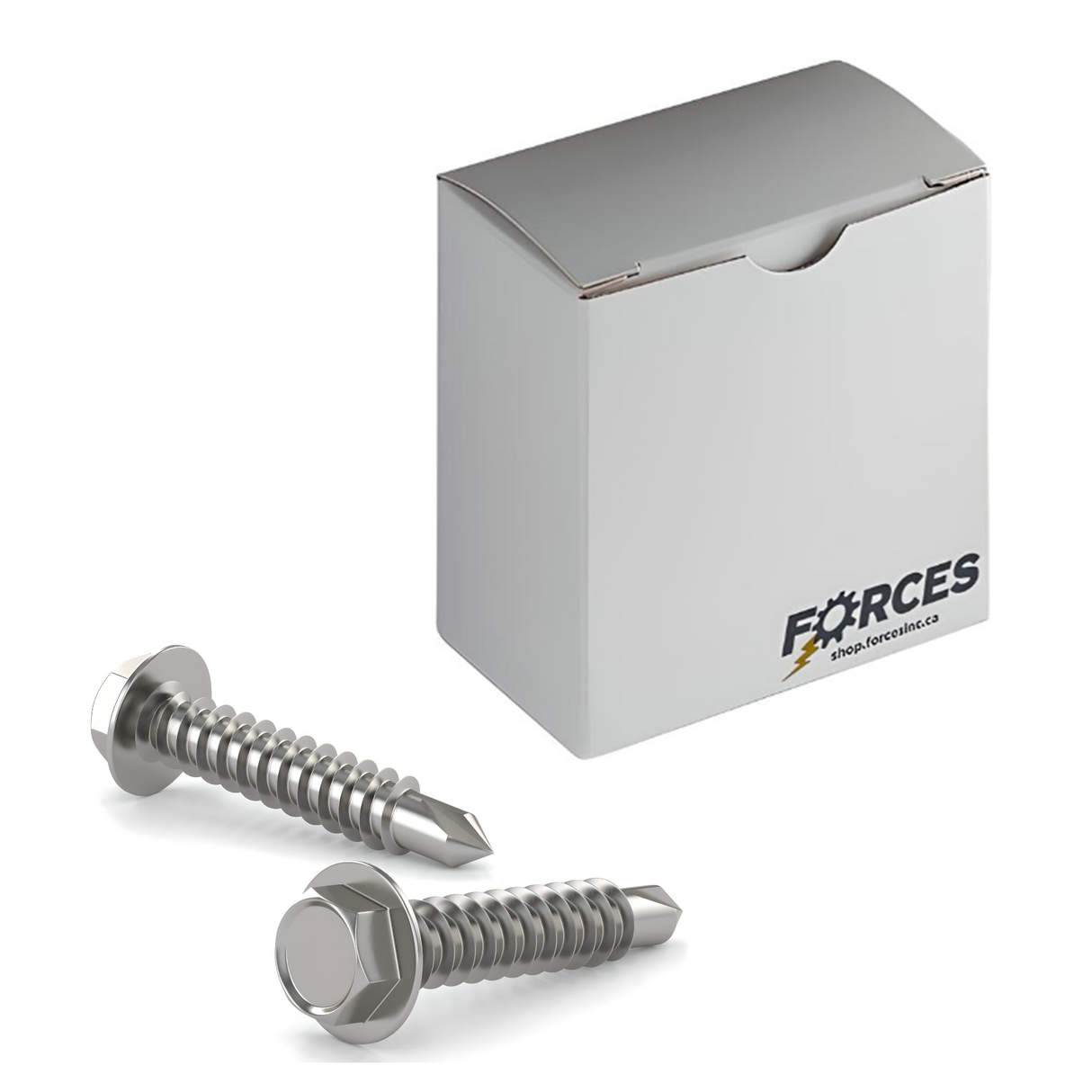 #14 x 1" Metal Screw Hex Washer Head Hex Drive #3 Self-Drilling Point - Stainless Steel 18-8