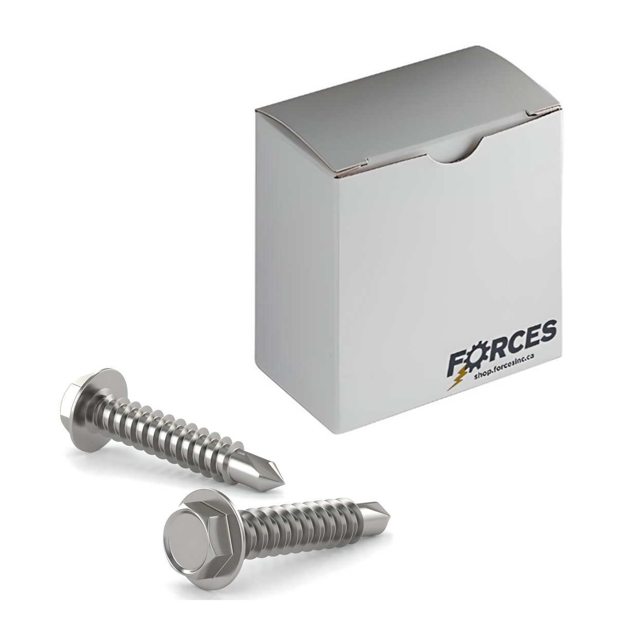 #8 x 3/4" Metal Screw Hex Washer Head Hex Drive #2 Self-Drilling Point - Stainless Steel 410H