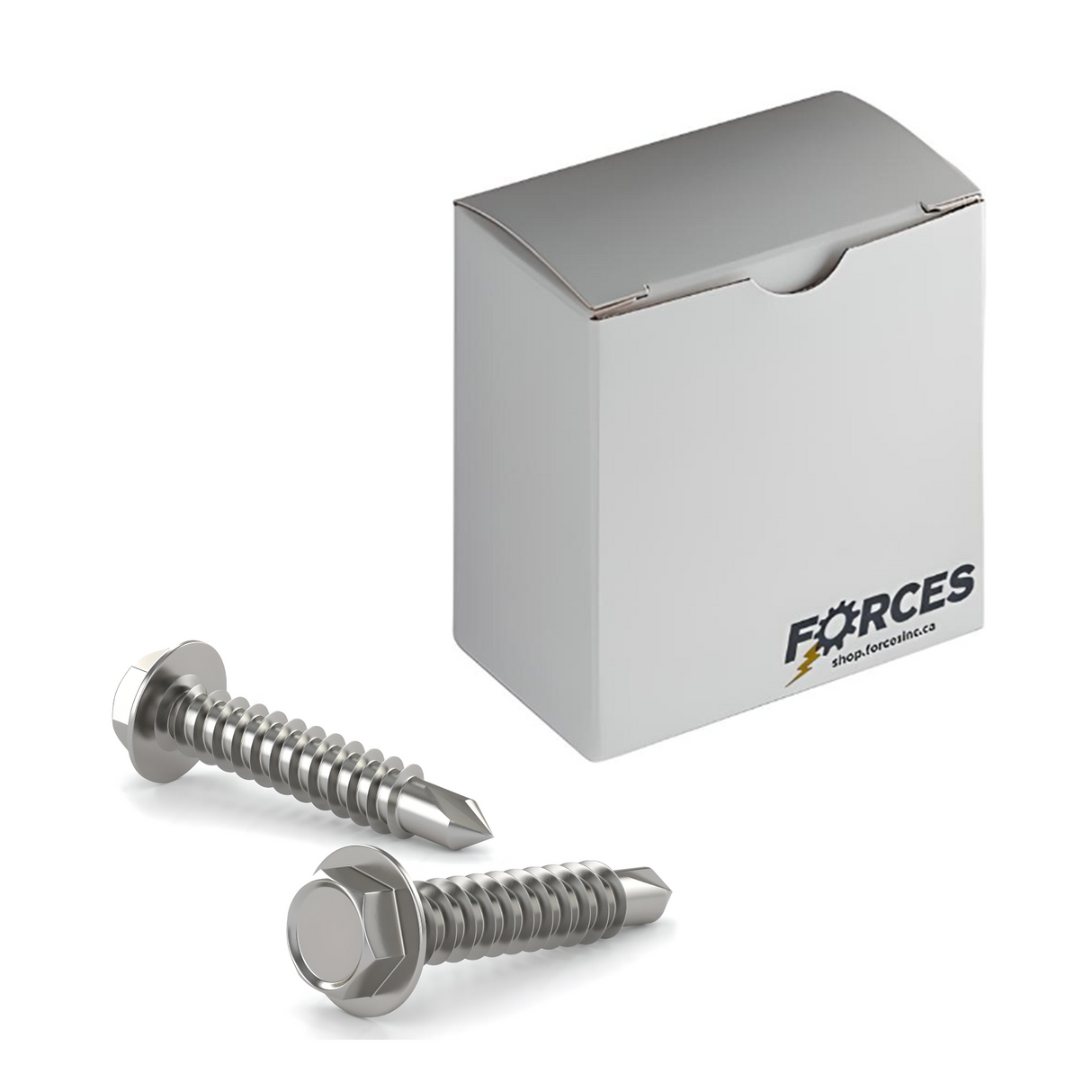 #14 x 2" Metal Screw Hex Washer Head Hex Drive #3 Self-Drilling Point - Stainless Steel 410H