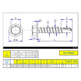 #8 x 1/2" Metal Screw Hex Washer Head Hex Drive Self-Drilling Point - Steel Black Phosphate