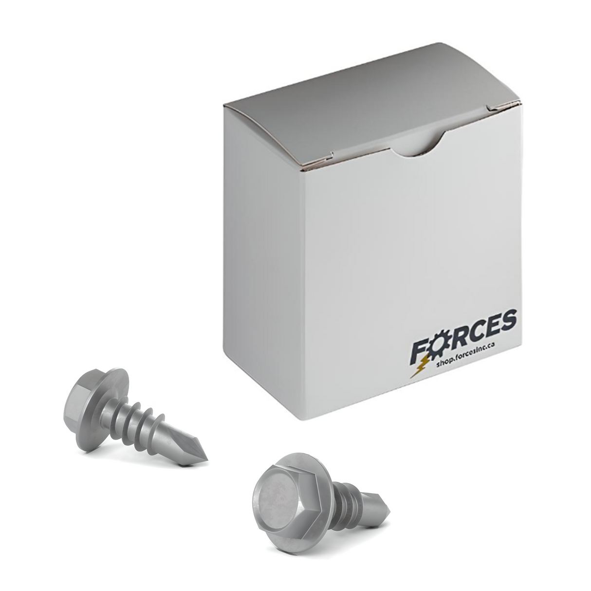 #8 x 1/2" Metal Screw Hex Washer Head Hex Drive #2 Self-Drilling Point - Steel Silver RUSPERT