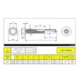 #12 x 1-1/4" Metal Screw Hex Washer Head Hex Drive #5 Self-Drilling Point - Steel Silver RUSPERT