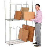 Global Industrial™ Triple Level Carton Stand w/ 9 Dividers & Casters, 48"L x 18"W x 78-1/2"H, Chrome