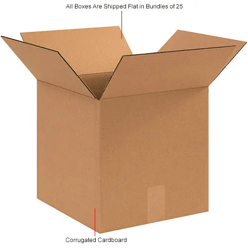 Global Industrial™ Cube Cardboard Corrugated Boxes, 12"L x 12"W x 12"H, Kraft - Pkg Qty 25