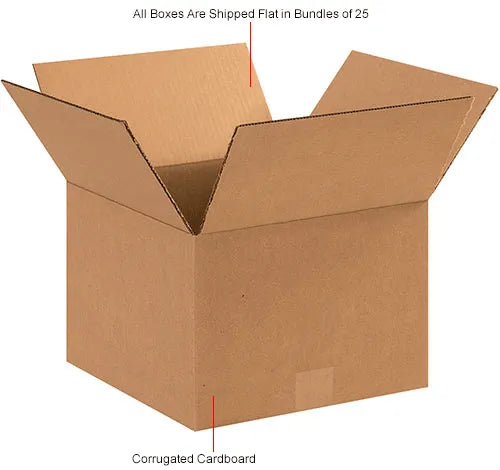 Global Industrial™ Cardboard Corrugated Boxes, 12"L x 12"W x 8"H, Kraft - Pkg Qty 25