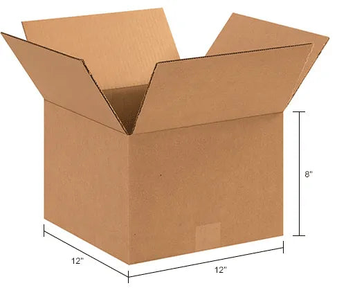 Global Industrial™ Cardboard Corrugated Boxes, 12"L x 12"W x 8"H, Kraft - Pkg Qty 25