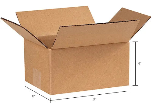 Global Industrial™ Cardboard Corrugated Boxes, 8"L x 6"W x 4"H, Kraft - Pkg Qty 25