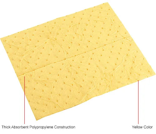 Global Industrial™ Hazmat Pad, Heavyweight, 15" x 18", Yellow, 100/Pack