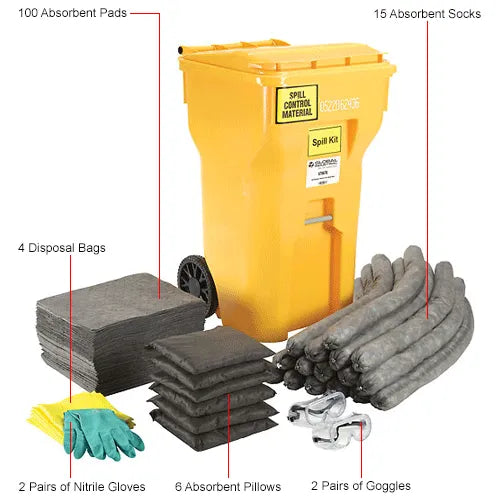 Global Industrial™ Universal Wheeled Spill Kit, 65 Gallon